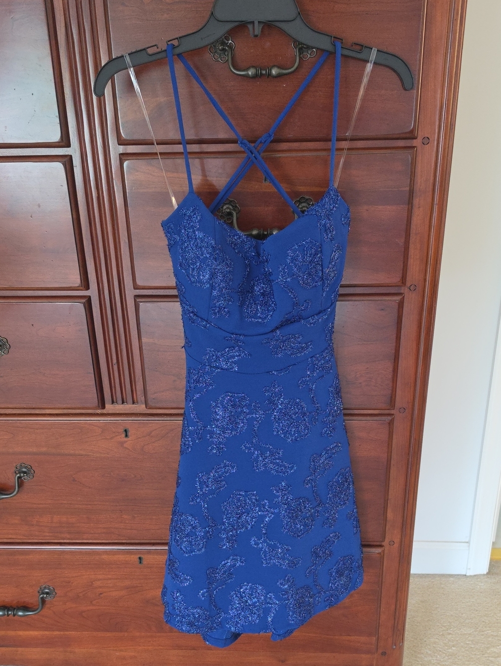 Emerald Sundae Royal Blue Beaded Mini Dress